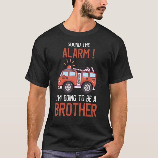 T-shirt Je vais être un Frère Firetruck Baby Reveal Pa (Devant)