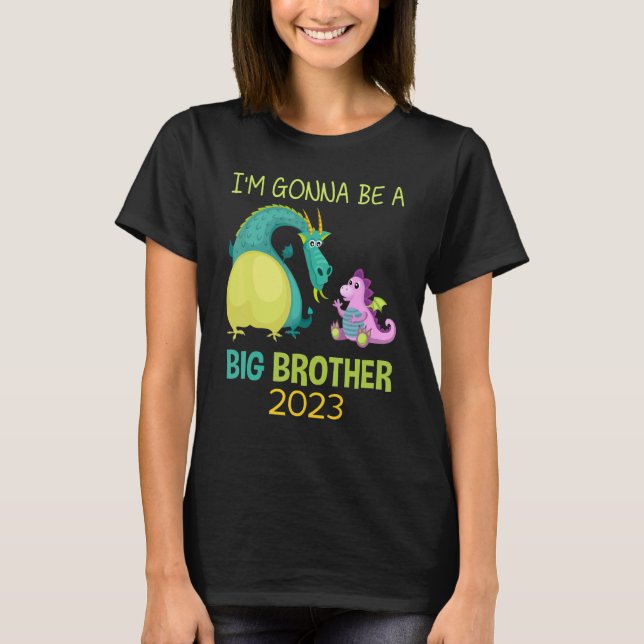 T-shirt Je vais être un grand frère 2023 Boys Dragon (Devant)