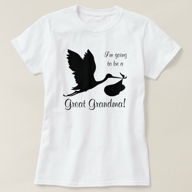 T-shirt Je vais être une grande grand-mère Black Stork (Design devant)