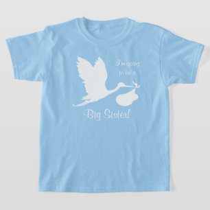 T-shirt Je vais être une grande soeur cigogne blanche