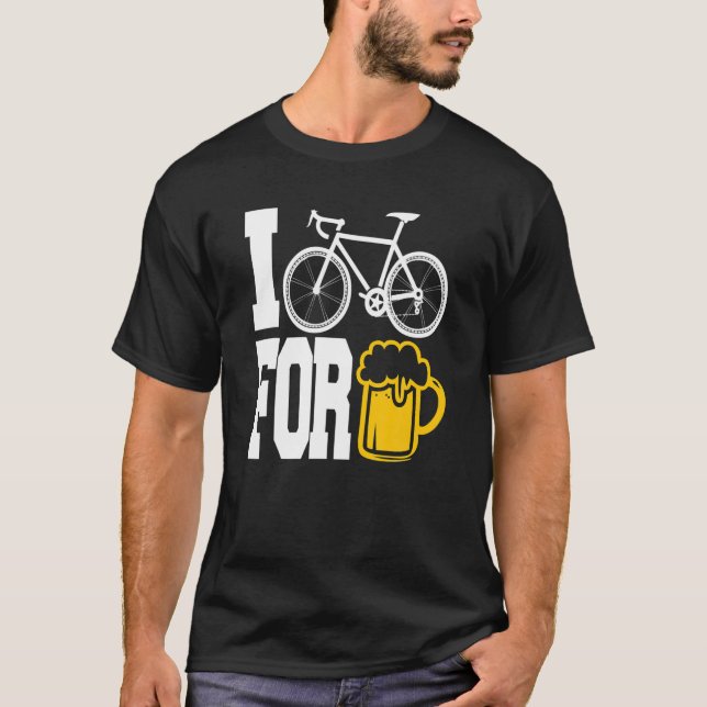 T-shirt JE VÉLO POUR LA BIÈRE - Drôle vélo T! (Devant)