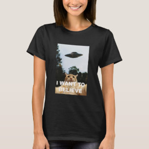 T-shirt Je veux croire UFO Funny Cat Selfie