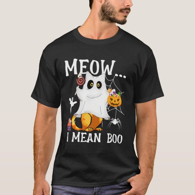 T-shirt Je Veux Dire Boo Cat Halloween