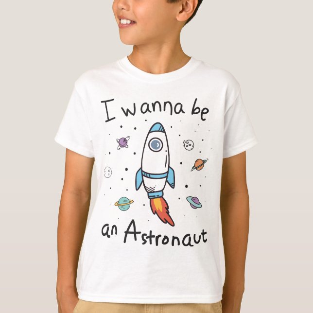 T-shirt Je Veux Être Un Caricature D'Astronaute (Devant)