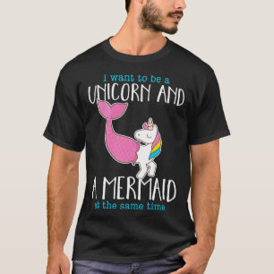 T-shirt Je Veux Être Un Cool De Sirène Unicorne Animal Cos