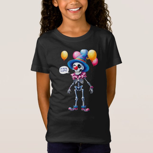 T-Shirt Je veux faire la fête ! Squelette en costume de cl (Devant)
