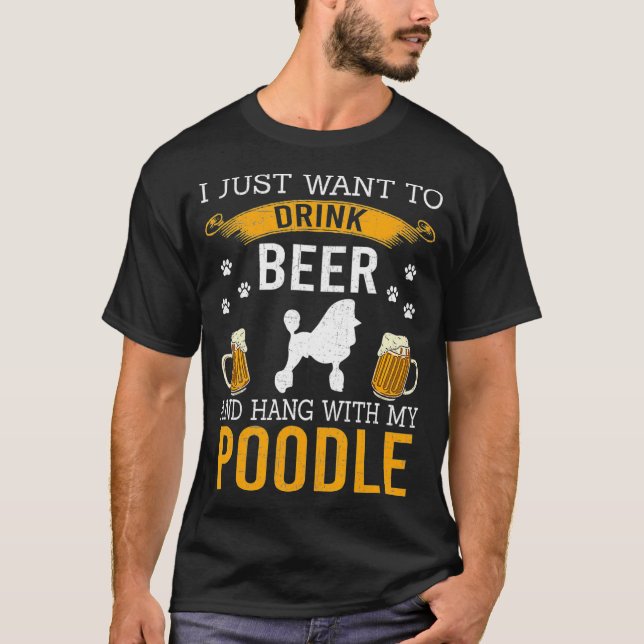 T-shirt Je Veux Juste Boire De La Bière Accrochée Avec Mon (Devant)