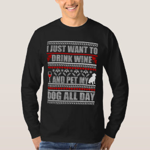 T-shirt Je Veux Juste Boire Du Vin Pet Chien Douille Vilai