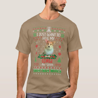 T-shirt Je Veux Juste Embrasser Mon Chien Corgi Noël440