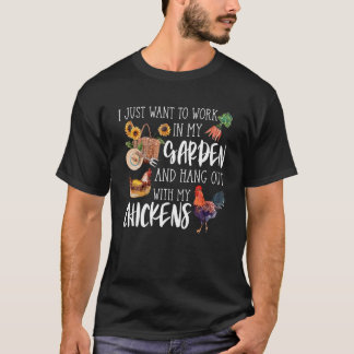 T-shirt Je Veux Juste Jouer Accroché Avec Des Poulets