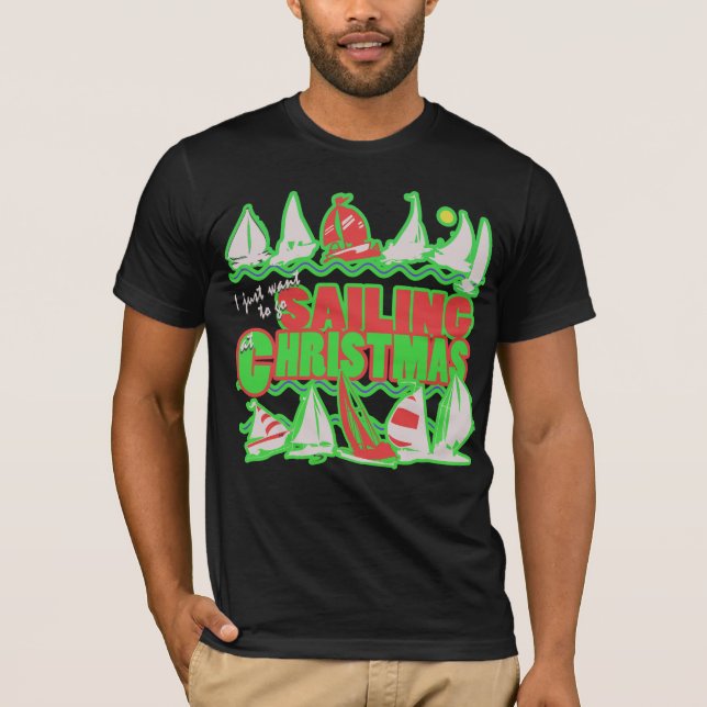 T-shirt Je veux naviguer à Noël laide Sweater (Devant)