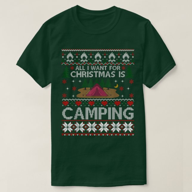 T-shirt Je Veux Pour Noël C'Est Camping Vilain Chandail De (Design devant)