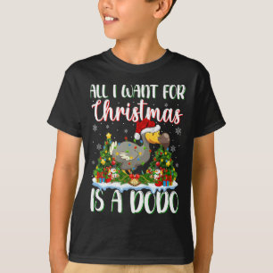 T-shirt Je Veux Pour Noël Est Un Dodo Oiseau Xmas Arbre Li