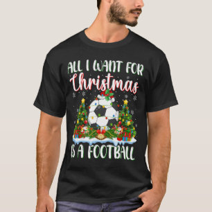 T-shirt Je Veux Pour Noël Est Un Football Xmas Tree Light