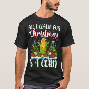 T-shirt Je Veux Pour Noël Est Un Maïs Lumières Des Arbres