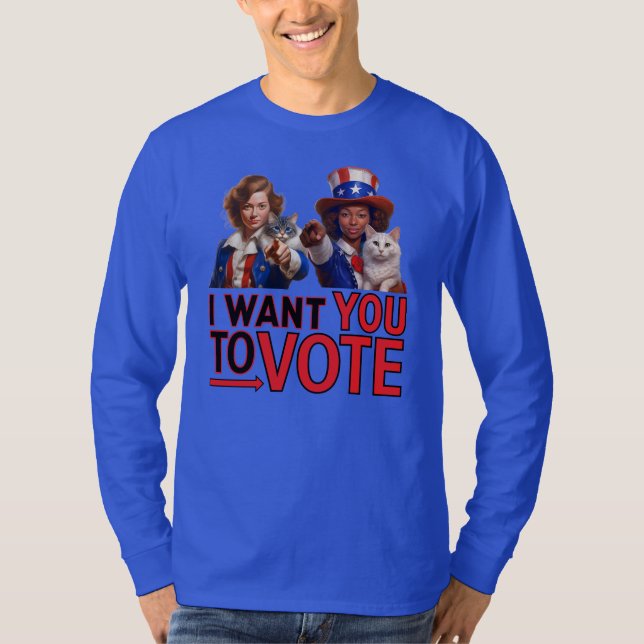 T-shirt JE VEUX QUE VOUS VOTIEZ (Mesdames au chat) (Devant)