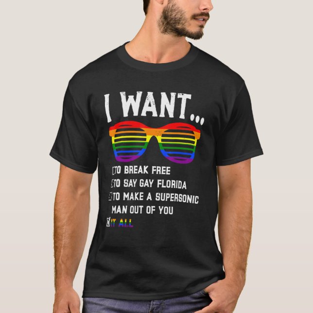 T-shirt Je Veux Rompre Gratuitement Dites Gay Floride Lgbt (Devant)
