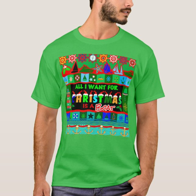 T-shirt Je veux un bateau pour Noël (Devant)