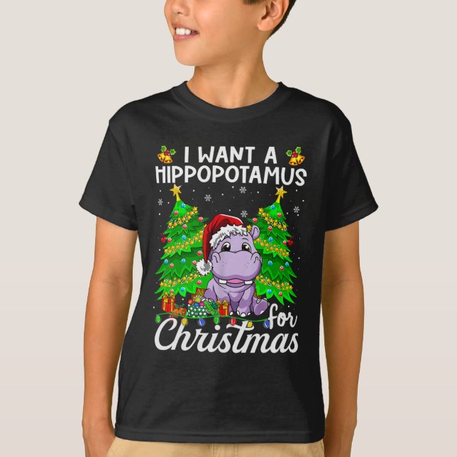 T-shirt Je Veux Un Hippopotame Pour Les Lumières De Noël P (Devant)