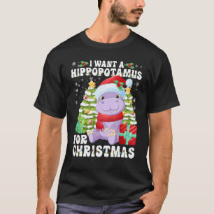 T-shirt Je Veux Un Hippopotame Pour Les Lumières De Noël P