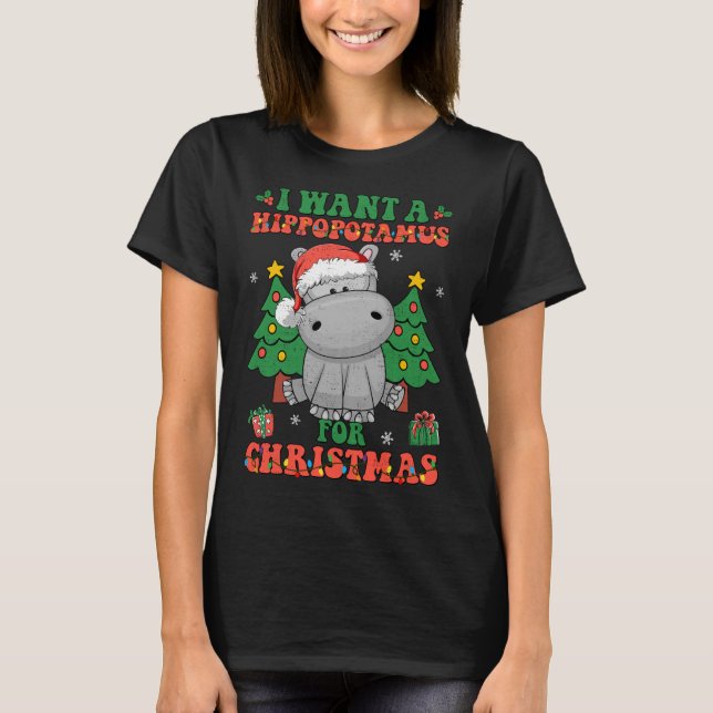 T-shirt Je Veux Un Hippopotame Pour Les Lumières De Noël P (Devant)