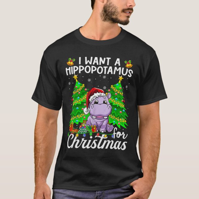 T-shirt Je Veux Un Hippopotame Pour Les Lumières De Noël P (Devant)