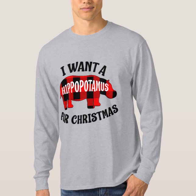 T-shirt Je Veux Un Hippopotame Pour Noël (Devant)