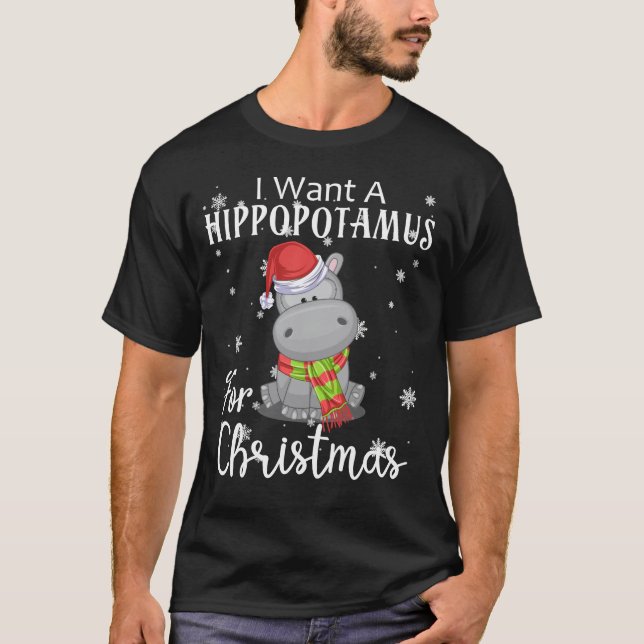 T-shirt je veux un Hippopotame pour noël (Devant)