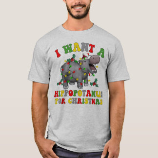 T-shirt Je Veux Un Hippopotame Pour Noël Funny Retro