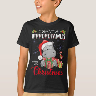 T-shirt Je Veux Un Hippopotame Pour Noël Hippo De Noël