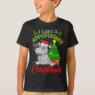 T-shirt Je Veux Un Hippopotame Pour Noël Joyeux Hippo