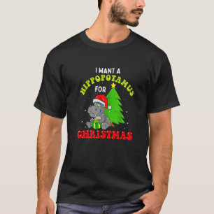 T-shirt Je Veux Un Hippopotame Pour Noël Mignons Coûts De