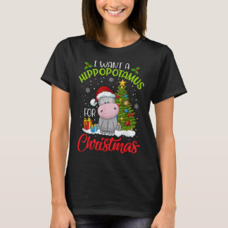 T-shirt Je Veux Un Hippopotame Pour Noël Noël Noël Noël Fu
