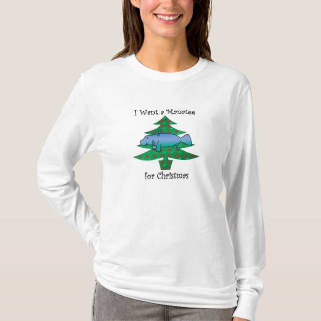 T-shirt Je veux un lamantin pour Noël (Devant)