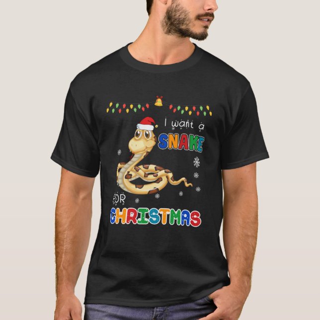 T-shirt Je Veux Un Serpent Pour Noël Animal Mauvais Noël (Devant)