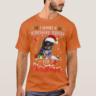 T-shirt Je Veux Un Terrier Du Yorkshire Pour Noël Jalon De