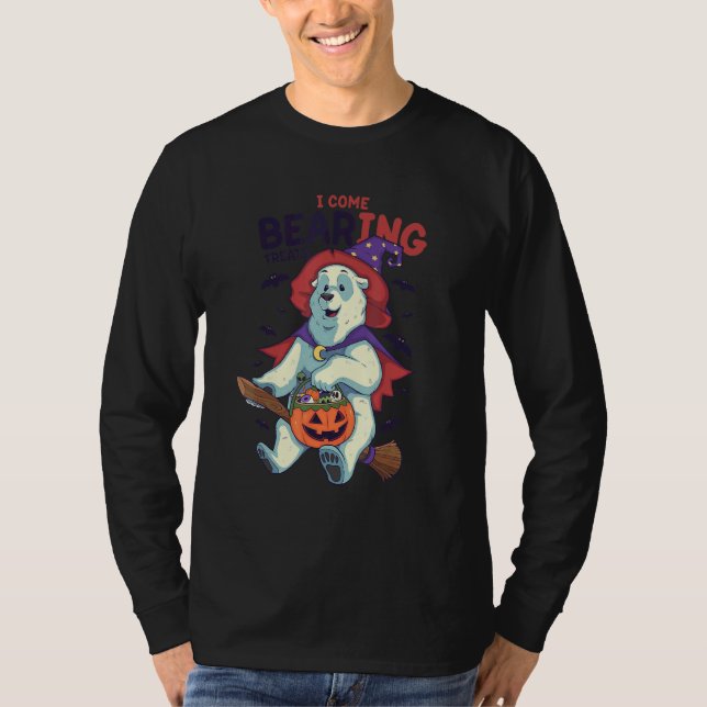 T-shirt Je Viens Porter Papa Joke Pun Bear Witch Halloween (Devant)