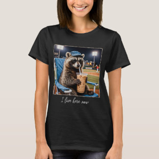 T-shirt Je vis maintenant ici Raton laveur