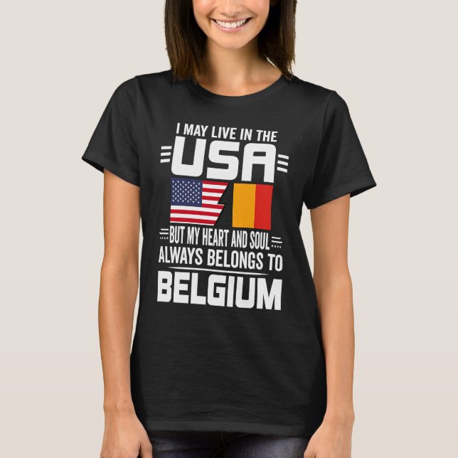 T-shirt Je Vis Peut-Être Aux États-Unis Mais Mon Coeur App (Devant)