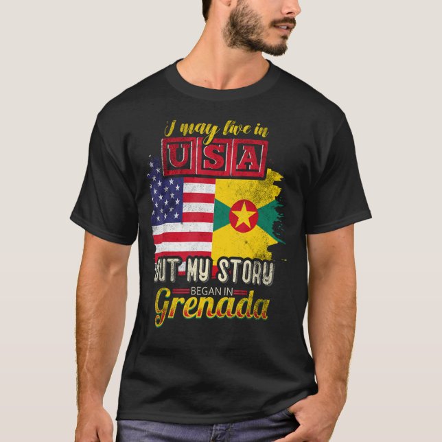 T-shirt Je Vis Peut-Être Aux Etats-Unis Mais Mon Histoire  (Devant)