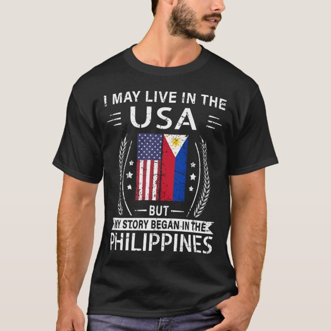 T-shirt Je Vis Peut-Être Aux États-Unis Mais Mon Histoire  (Devant)