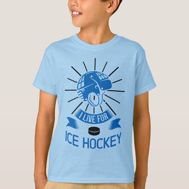T-shirt Je Vis Pour Le Hockey Sur Glace (Devant)