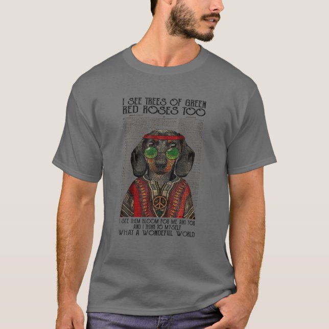 T-shirt Je Vois Des Arbres De Roses Rouges Vertes Trop Drô (Devant)