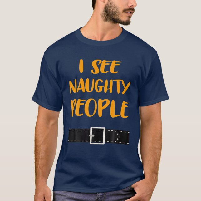 T-shirt Je vois des gens vilains Noël Père Noël Costume El (Devant)