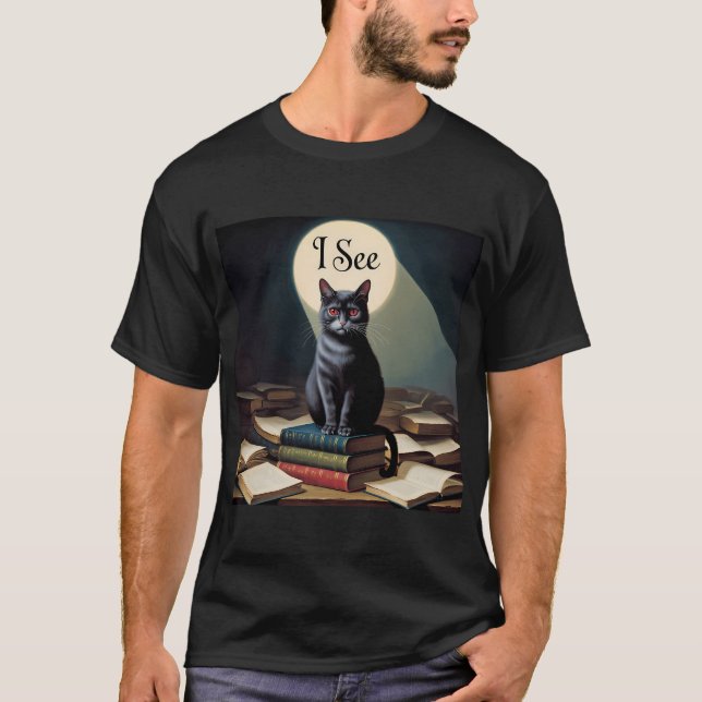 T-shirt Je vois un chat vampire (Devant)