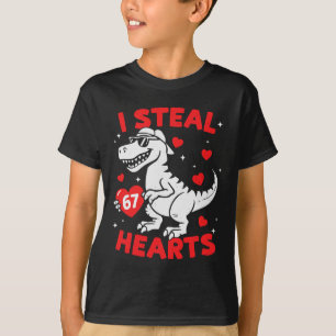 T-shirt Je vole 67 cœurs dinosaure pour garçons filles enf