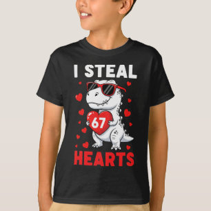 T-shirt Je vole 67 cœurs Drôle 67 Saint-Valentin Dinosaure