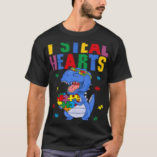 T-shirt Je vole Coeurs Autistic Boys Sensibilisation sur l