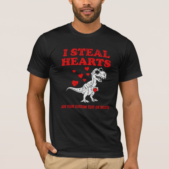 T-shirt Je vole Coeurs Dino Valentines Jour Valentines (Devant)