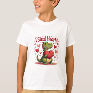 T-shirt Je vole Coeurs, Dinosaure mignon T Rex Lover Valen